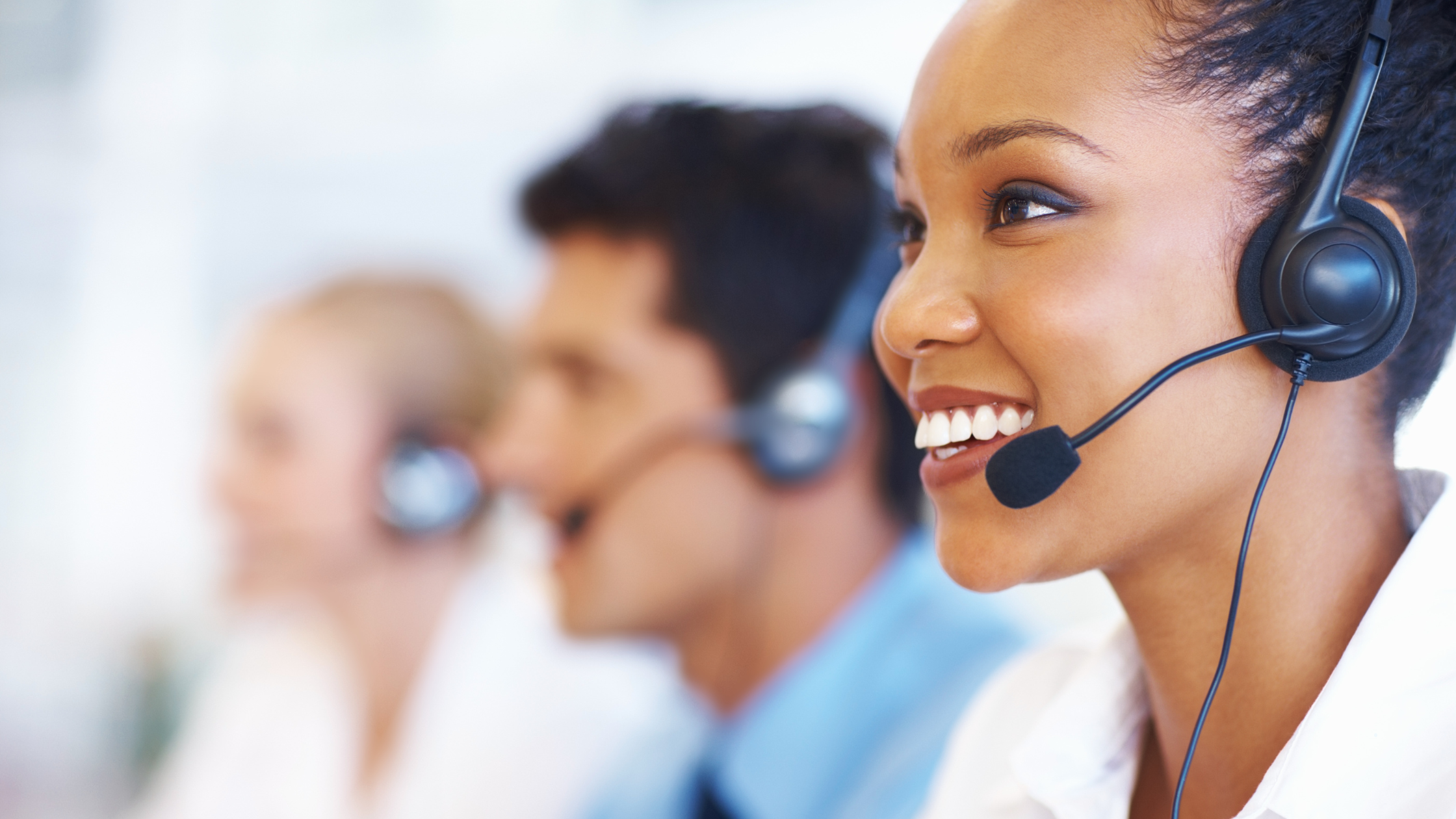 Smiling phone operator